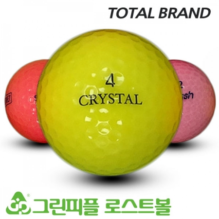 그린피플 B2B (도매몰),토탈브랜드 2피스 크리스탈 컬러혼합 골프공 B+급 로스트볼 (16개/박스)
